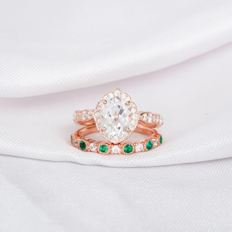 Moissanite Engagement Ring Set For Women