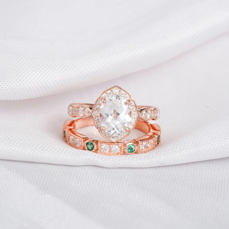 Moissanite Engagement Ring Set For Women