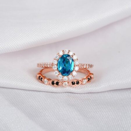 Blue Topaz Engagement Ring Set For Women