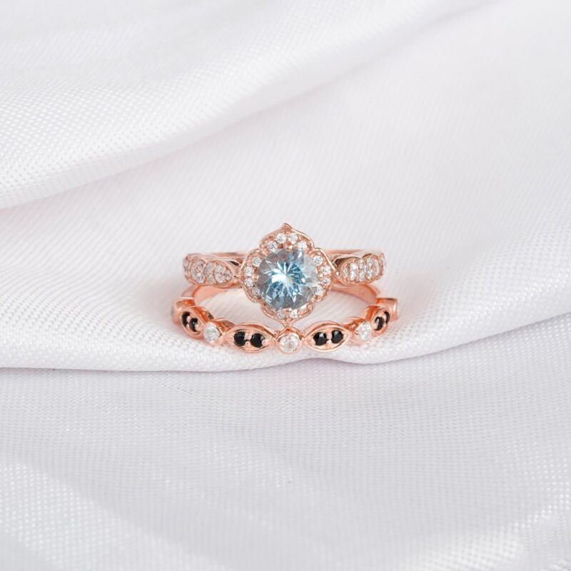 Aquamarine Engagement Ring Set For Women