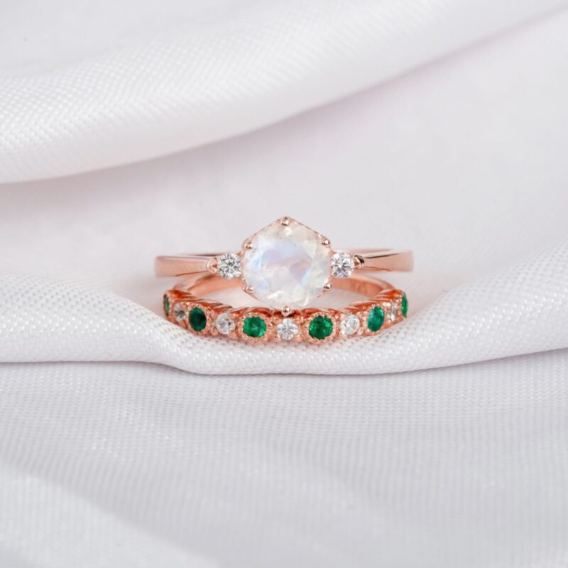 Moonstone Engagement Ring Set For Women - Image 2