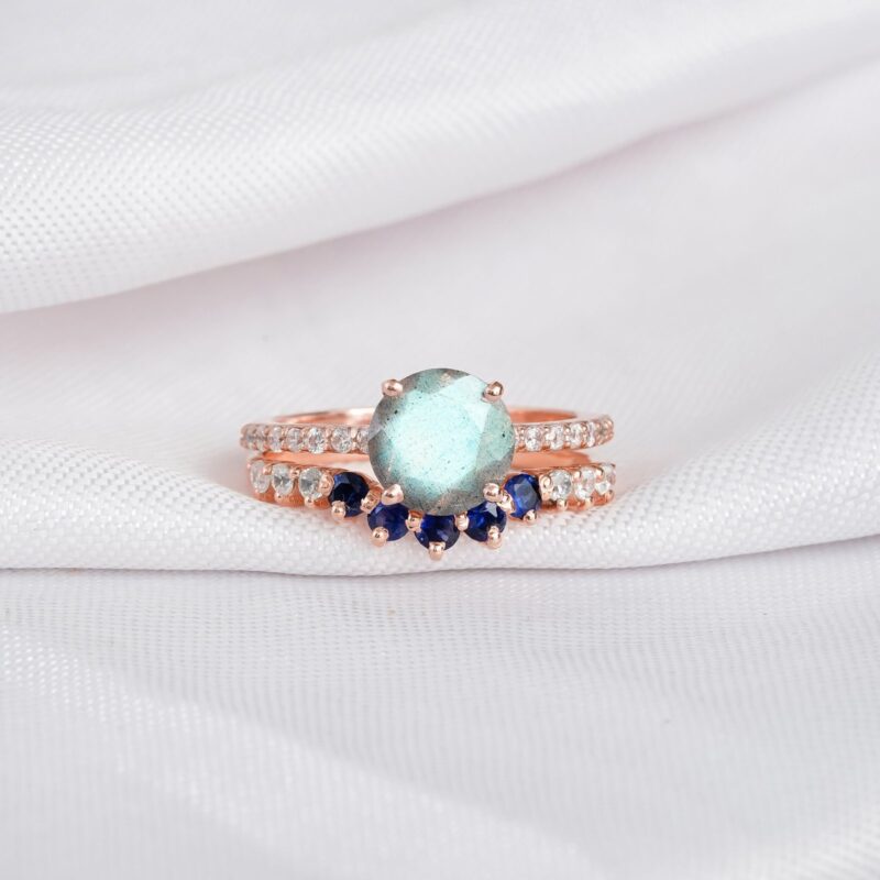 Labradorite Engagement Ring Set For Women