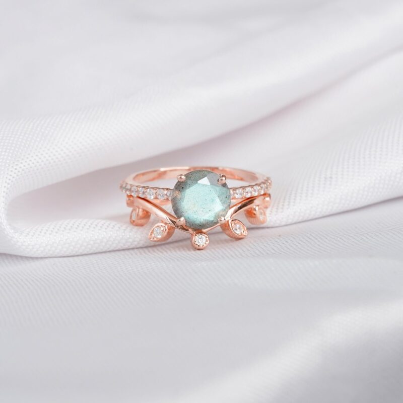Labradorite Engagement Ring Set For Women