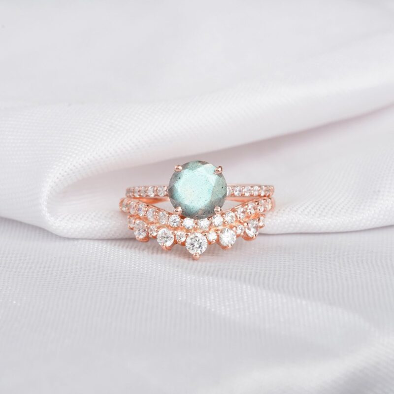 Labradorite Engagement Ring Set For Women