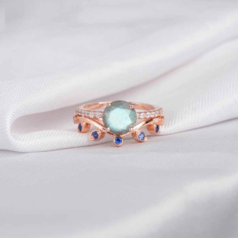 Labradorite Engagement Ring Set For Women