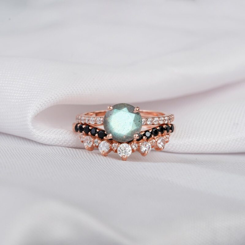 Labradorite Engagement Ring Set For Women