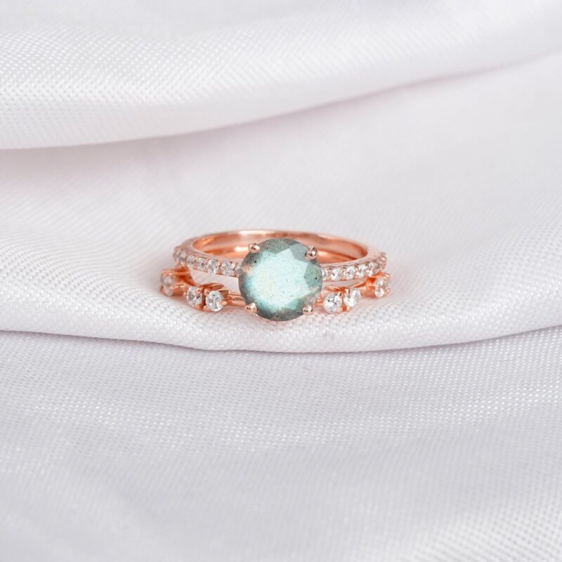 Labradorite Engagement Ring Set For Women