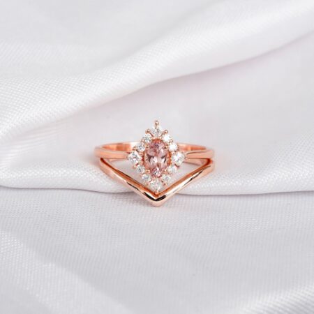 Morganite Engagement Ring Set For Women