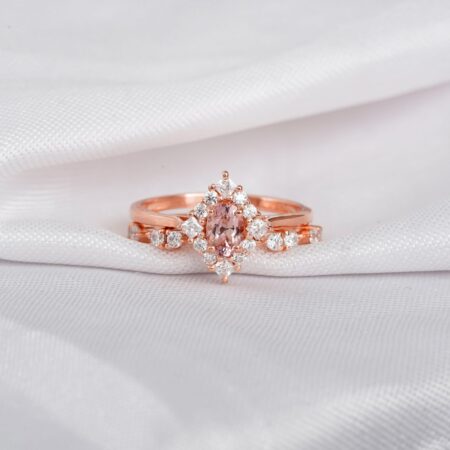 Morganite Engagement Ring Set For Women