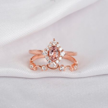 Morganite Engagement Ring Set For Women