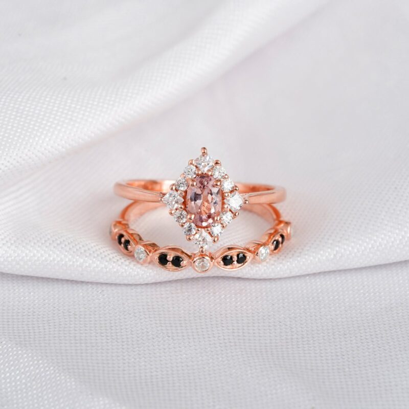 Morganite Engagement Ring Set For Women