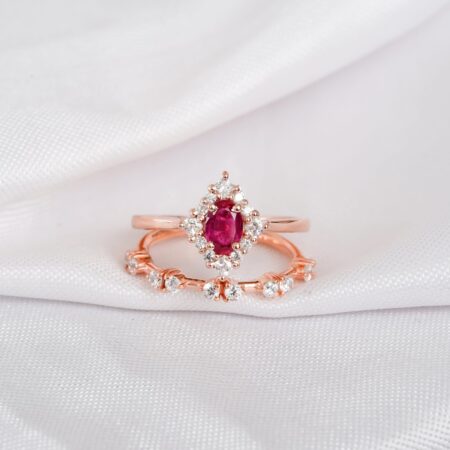 Ruby Engagement Ring Set For Women