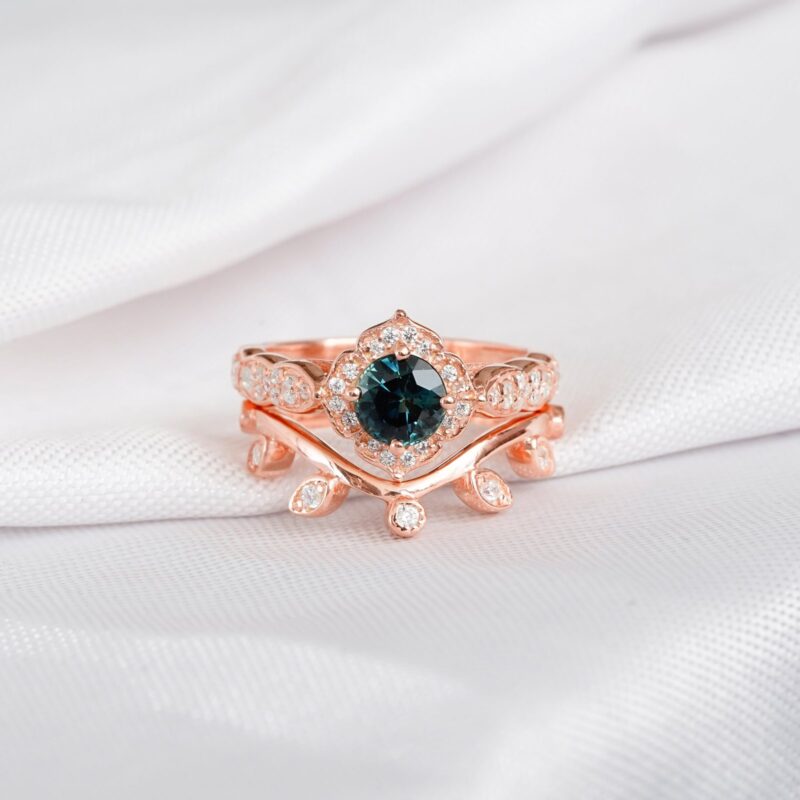 Alexandrite Engagement Ring Set For Women
