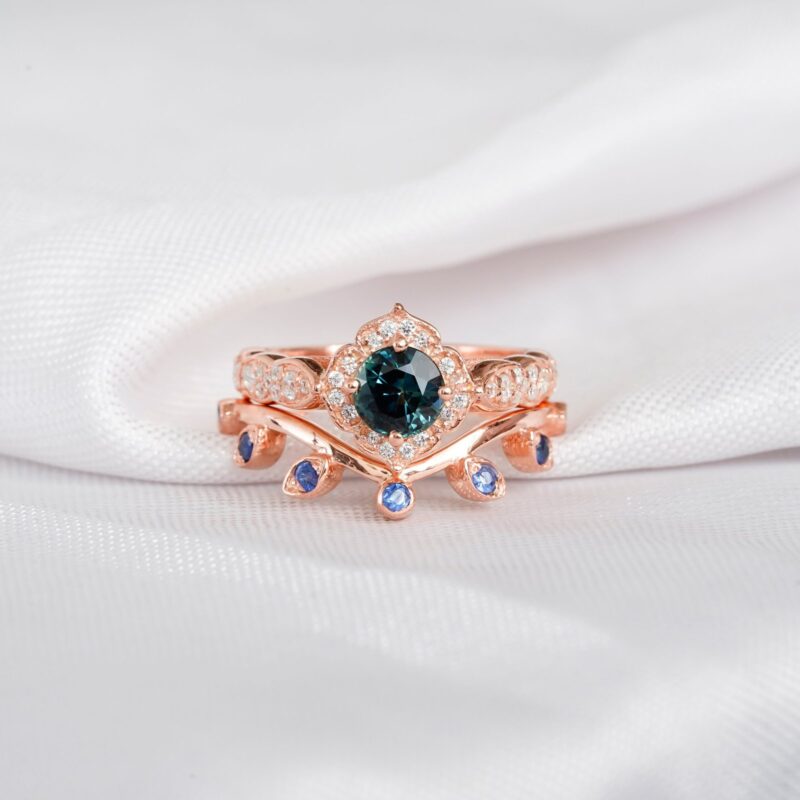 Alexandrite Engagement Ring Set For Women