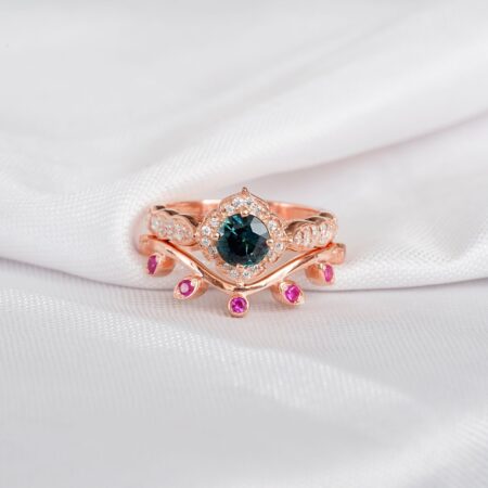 Alexandrite Engagement Ring Set For Women