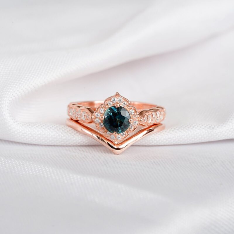 Alexandrite Engagement Ring Set For Women