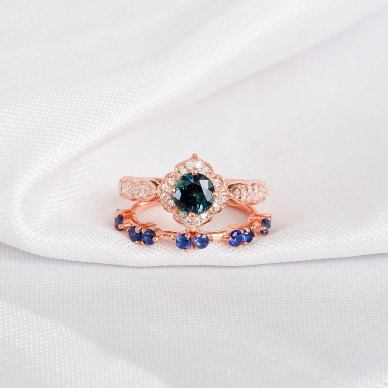 Alexandrite Engagement Ring Set For Women