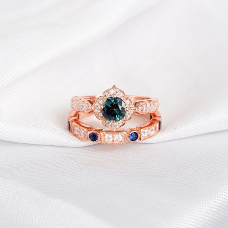 Alexandrite Engagement Ring Set For Women
