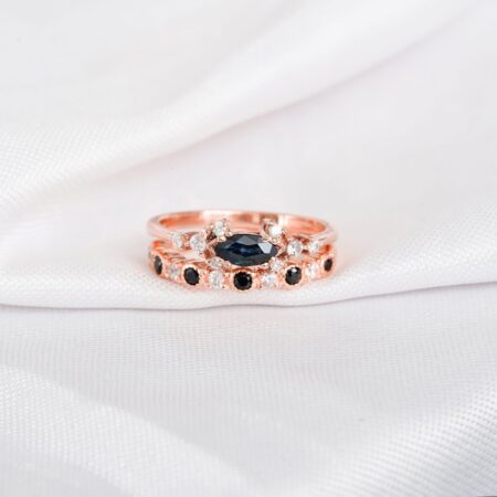 Blue Sapphire Engagement Ring Set For Women