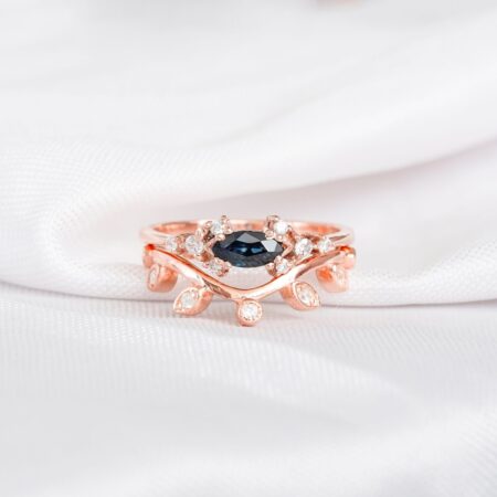 Blue Sapphire Engagement Ring Set For Women