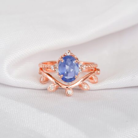 Blue Sapphire Engagement Ring Set For Women