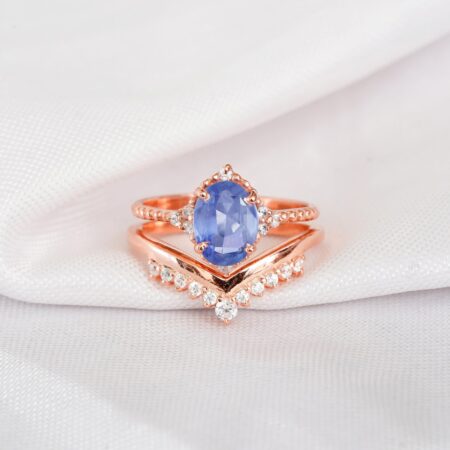 Blue Sapphire Engagement Ring Set For Women