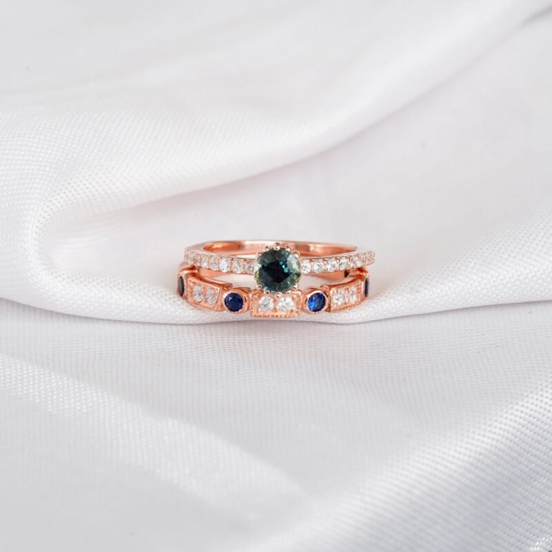Alexandrite Engagement Ring Set For Women