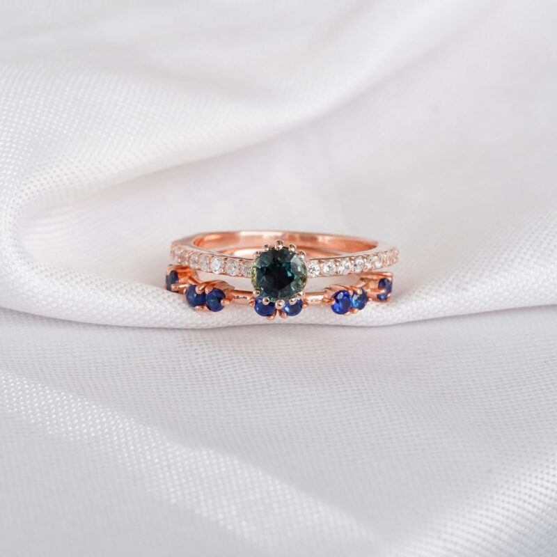 Alexandrite Engagement Ring Set For Women