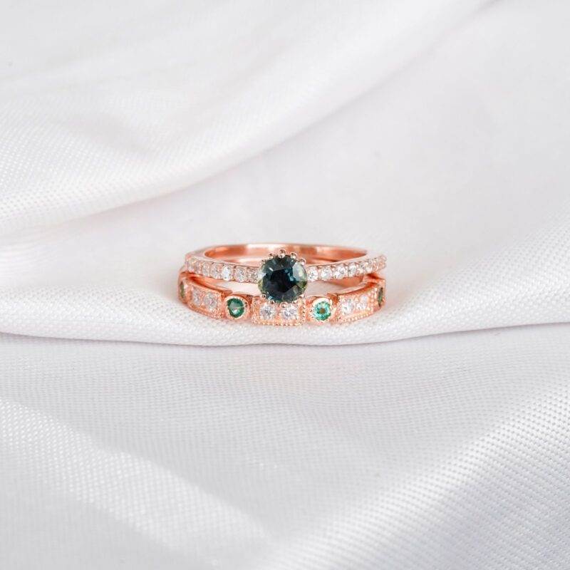 Alexandrite Engagement Ring Set For Women