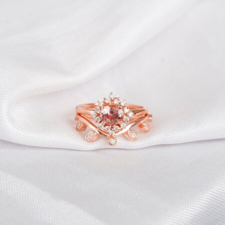 Morganite Engagement Ring Set For Women