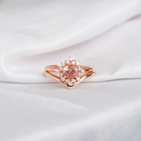 Morganite Engagement Ring Set For Women