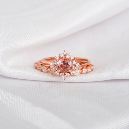 Morganite Engagement Ring Set For Women
