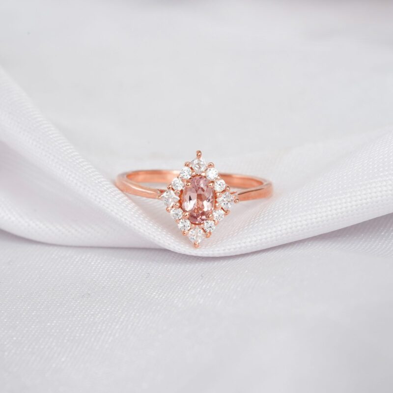 Morganite Engagement Ring Set For Women - Image 5