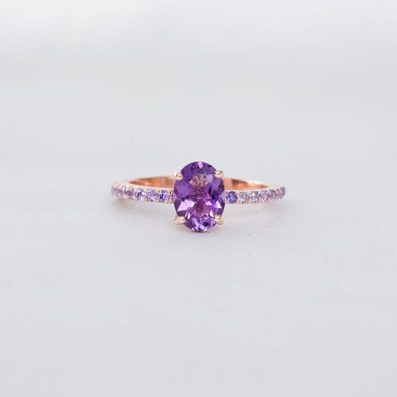 Oval Amethyst Ring for Women - Image 2