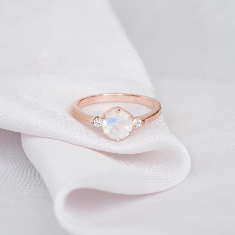Round Moonstone Ring for Women