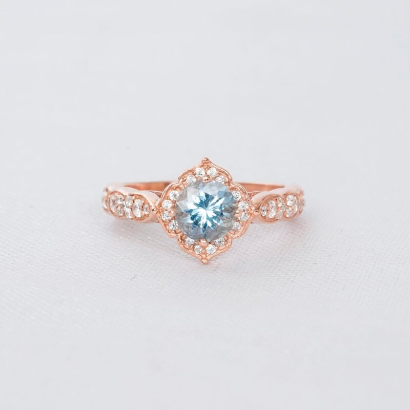 Aquamarine Engagement Ring Set For Women - Image 5