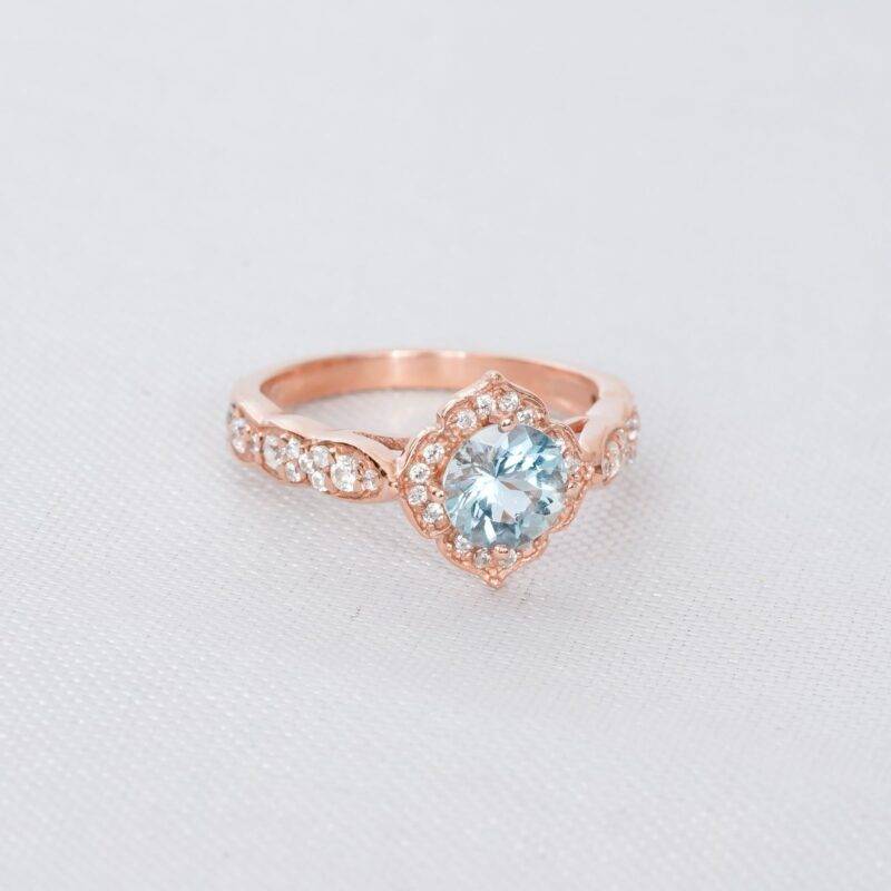 Aquamarine Engagement Ring Set For Women - Image 4