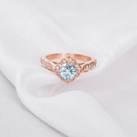 Round Aquamarine Ring for Women