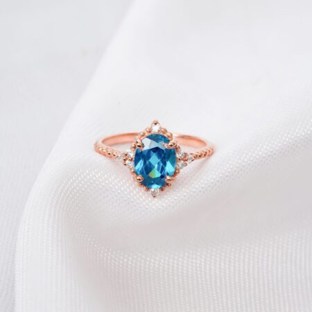 Oval Blue Topaz Ring for Women