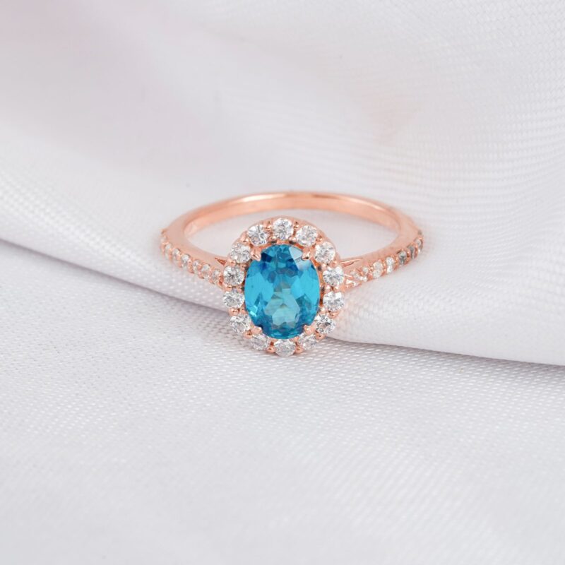 Oval Blue Topaz Ring for Women
