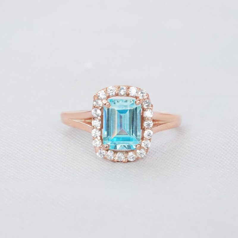 Emerald Cut Aquamarine Ring for Women - Image 2