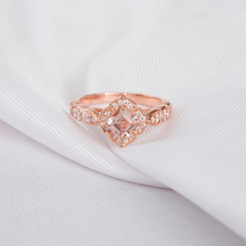 Morganite Engagement Ring Set For Women - Image 5