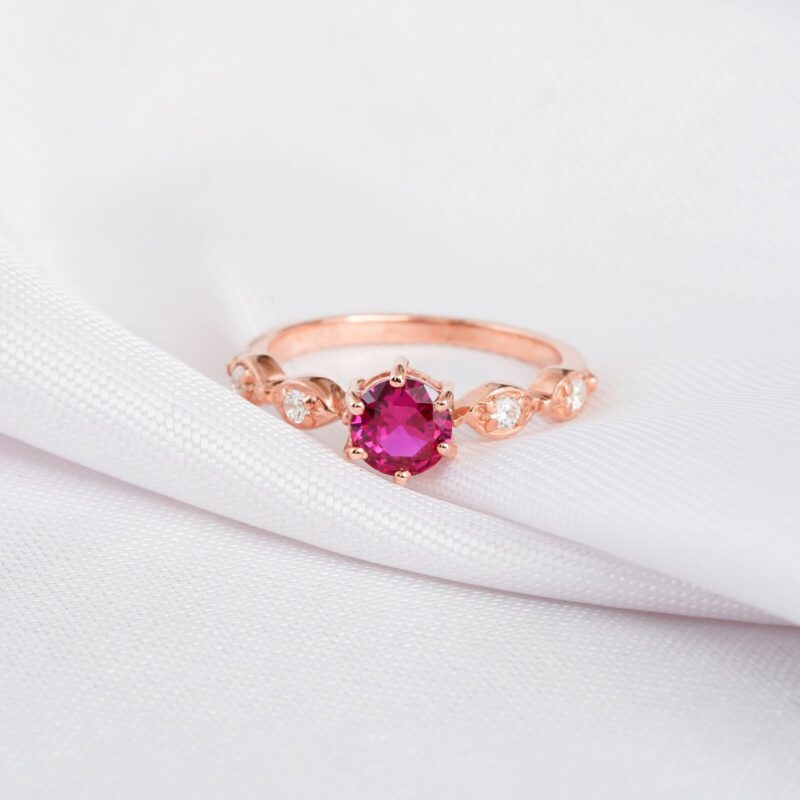 Ruby Engagement Ring Set For Women - Image 3