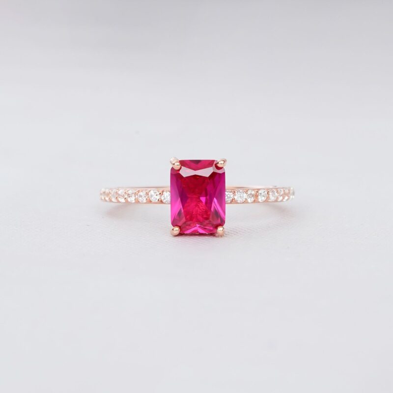 Ruby Engagement Ring Set For Women - Image 3