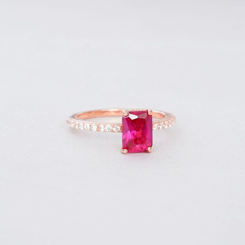 Ruby Engagement Ring Set For Women - Image 4