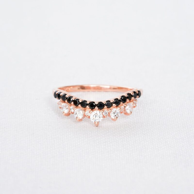 Black Onyx & Diamond Wedding Band For Women - Image 2