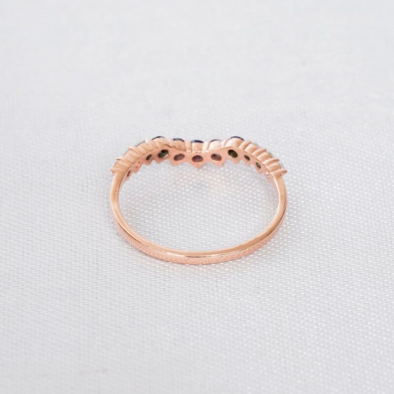 Blue Sapphire & Diamond Wedding Band For Women - Image 3