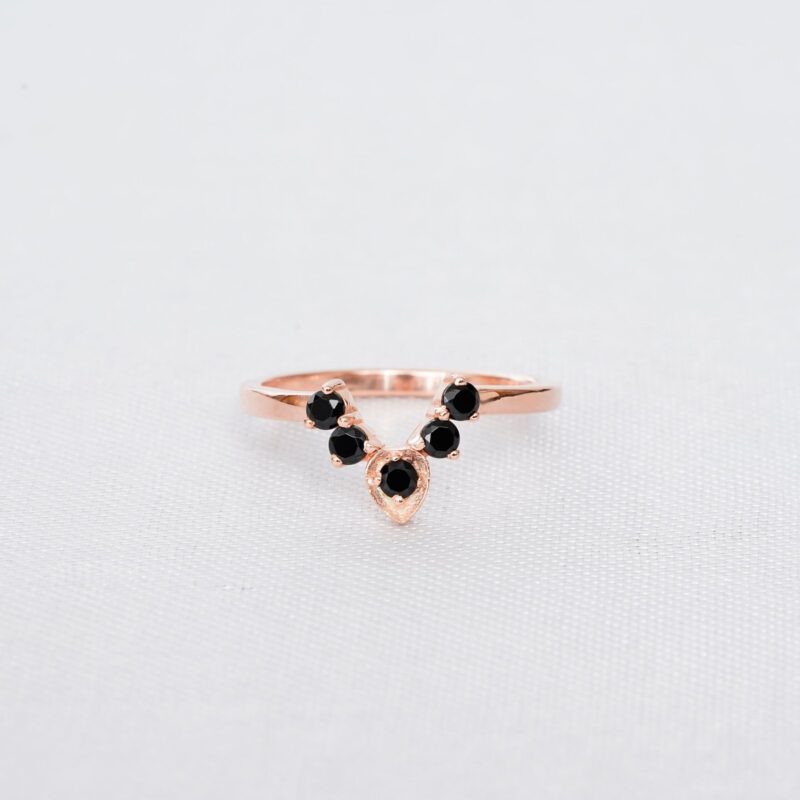 Black Onyx & Diamond Wedding Band For Women - Image 2