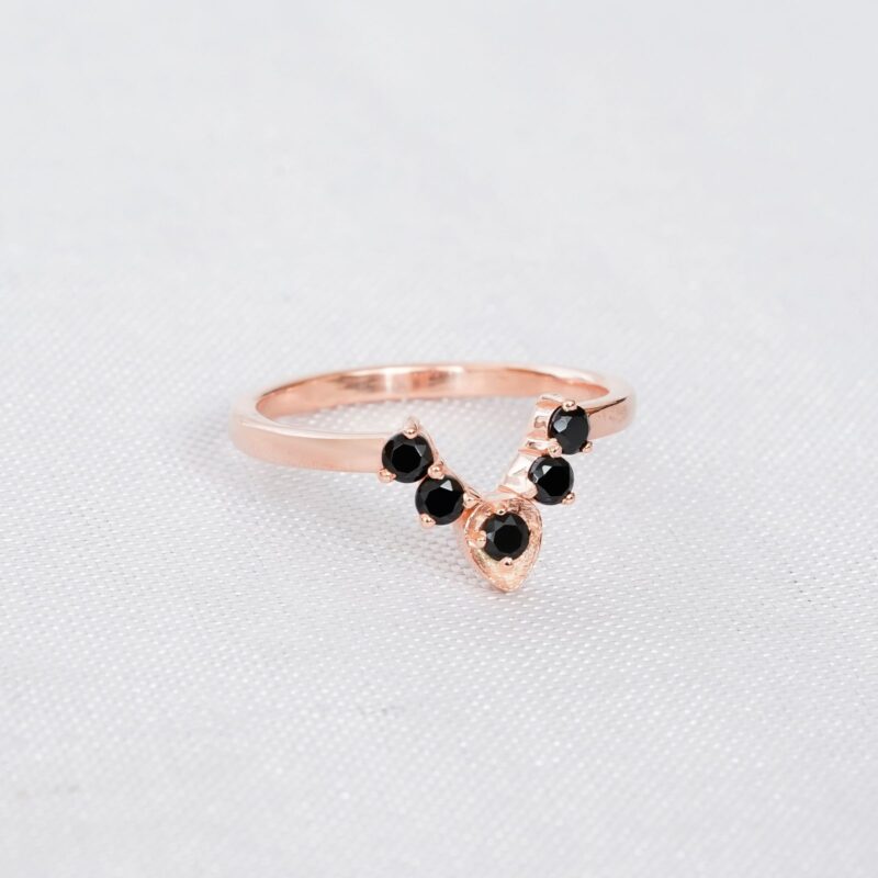 Black Onyx & Diamond Wedding Band For Women - Image 3