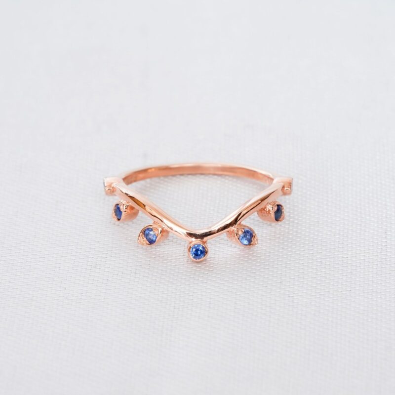 Blue Sapphire Wedding Band For Women - Image 2